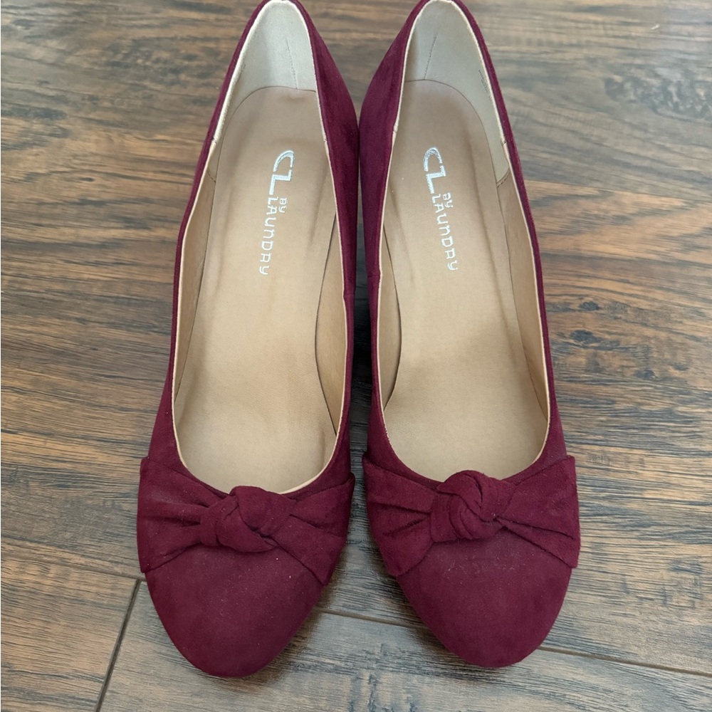 CL by Laundry Burgundy Wedge Shoes - Picture 2 of 5
